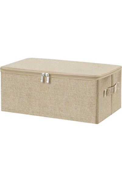 GENERAL ANMINY Fabric Storage Bins with Zipper Lids, 15"x10"x6", Beige, 1 PCS