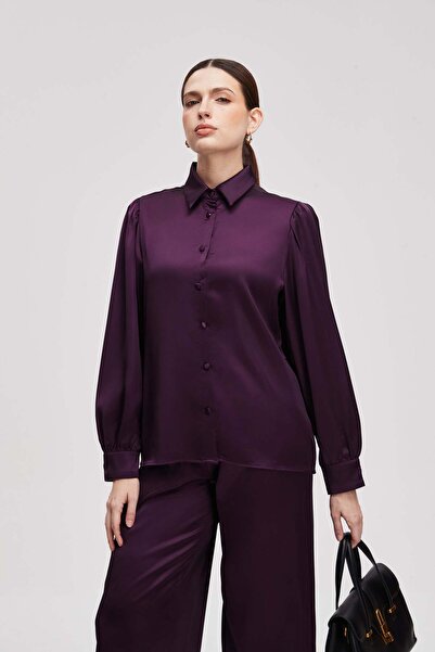 Livia Women's Plain Long-Sleeve Button-Front Top