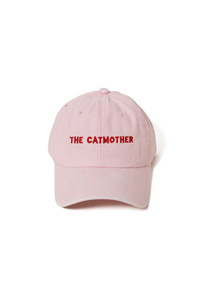 Nome Studio Nakışlı Şapka CatMother Kedi Annesi Toz Pembe Üstüne Kırmızı Renk...