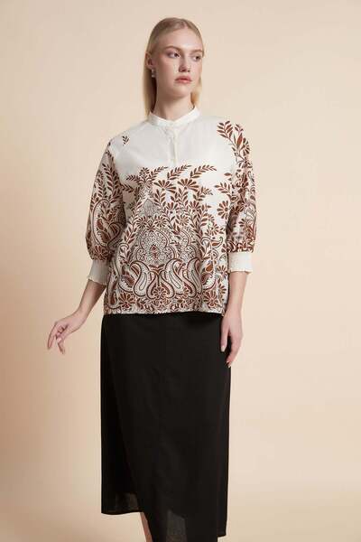 Yola Patterned Blouse with 3/4 Sleeves