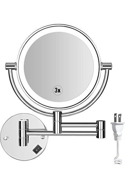 SanaWell Wall Mounted Lighted Makeup Mirror with Magnification 3X/1X, 8Inch D...