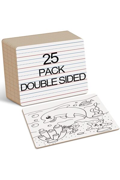Arabest 25-Pack Double-Sided Dry Erase Boards,9x12 Inch Lined Whiteboards for...