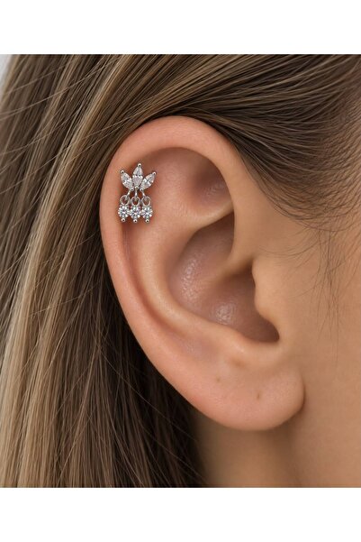 Arescollection CERRAHİ ÇELİK TRAGUS HELİX CONCH LOBE FLAT UYUMLU PİERCİNG