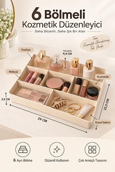 DOVİHOME Glow Series Vera 6-Compartment Cosmetic and Makeup Organizer – Perfu...