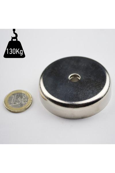 Magnitech Μαγνητική Βάση Νεοδυμίου Φ60x15x8.5mm με Κωνική Οπή, Δύναμη Έλξης 1...