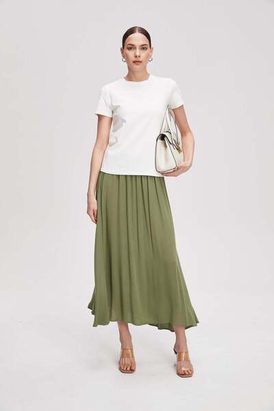 Livia Women's Midi Plain Ruffle-Detail Skirt