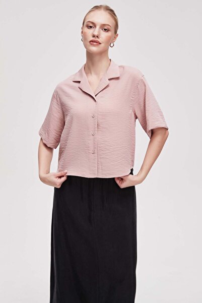 Livia Women's Cropped Plain Half-Sleeve Shirt