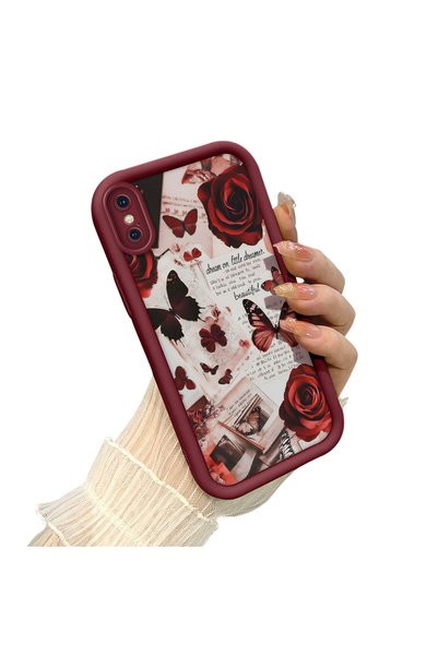 CHICASELUX iPhone XS Max Compatible Rose and Butterfly Case, Retro Collage Bo...