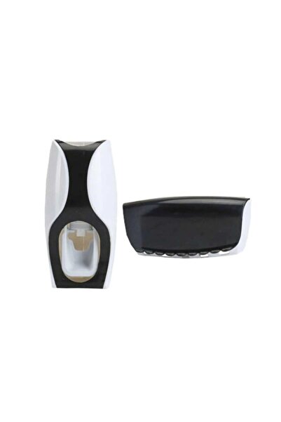 MaxDeco Toothpaste dispenser and holder for 5 toothbrushes in white and black