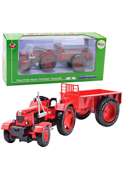 LEAN Tractor agricol metalic cu remorcă Roșu 1:18