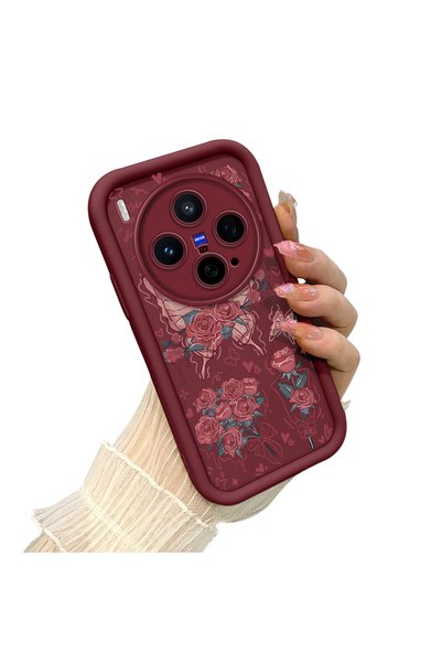 CHICASELUX حافظة Vivo X300 المتوافقة مع تصميم فراشة الورد، وتصميم خطوط قلب رو...