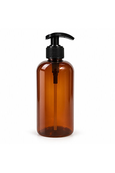 makrobay 500 ml Amber PET Pompalı Boş Şişe Siyah Losyon Pompası Sabun Şampuan Şişesi