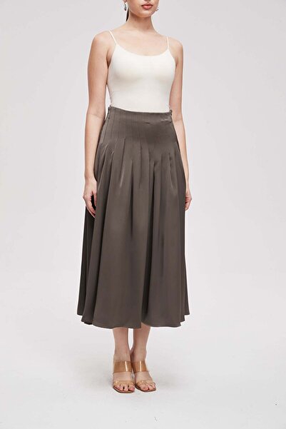 Livia Women's Midi Plain Pleated Skirt