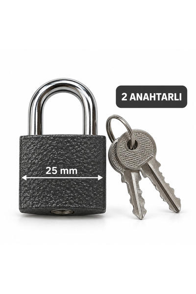 25 mm Metal Asma Kilit 2 Anahtarlı – Dolap Bavul Çanta Küçük Boy Güvenlik Kilidi
