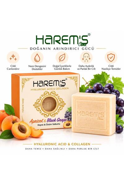 Harem’s Kayısı & Üzüm Sabunu – Hyaluronik Asit & Kolajen 120g