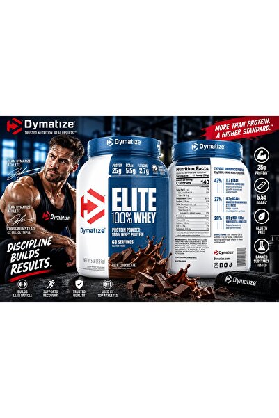 Dymatize , Elite 100% Whey® Protein Powder, Rich Chocolate, 5 lbs (2.3 kg)