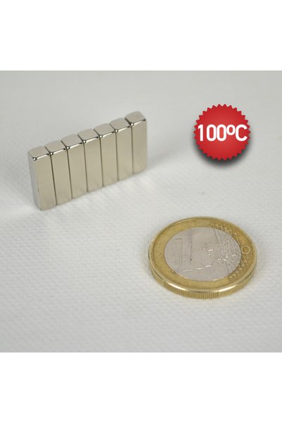 Magnitech Ορθογώνιος Μαγνήτης 15x4x4mm 100 °C Νεοδυμίου Δύναμη Έλξης 1.7kg