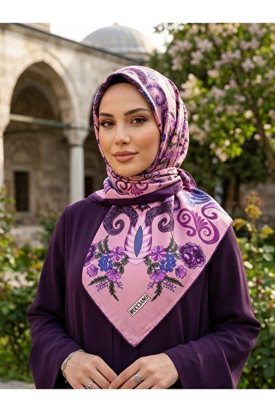 Generic Brand Pink Floral Patterned Women's Silk Tivil Scarf