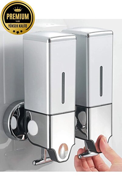 BanyomHome Paslanmaz Çelik Alt Kısım 2x 500 ML Sabun, Duş Jeli, Şampuan Kulla...