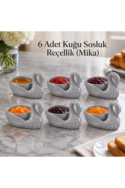 LUCES DESİGN 6 Pieces of Mica Sauce Bowl, Jam Bowl, Small Presentation Bowl w...
