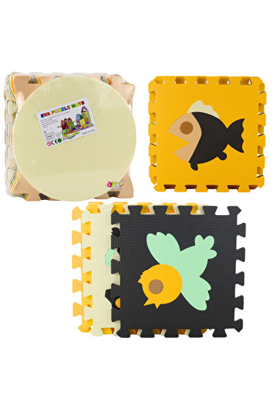LEAN Covoraș puzzle educativ moale din spumă EVA, cu animale, maro, 16 piese.