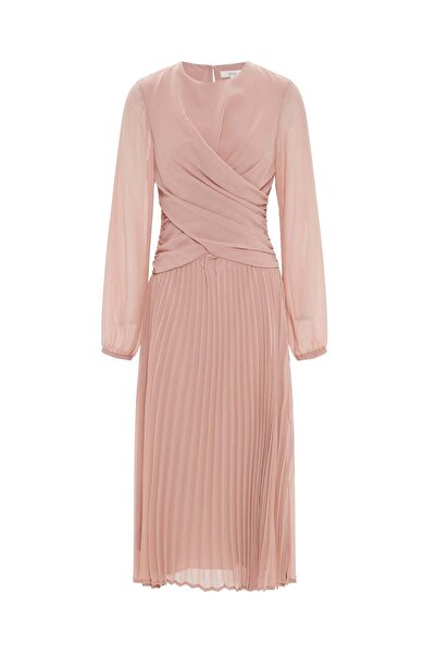 Livia Women's Midi Pleated Long-Sleeve Dress