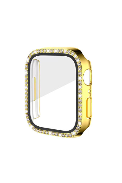 Nezih Case Apple Watch Seri 12 42mm Uyumlu Diamond Taşlı Tasarım Kasa ve Ekra...