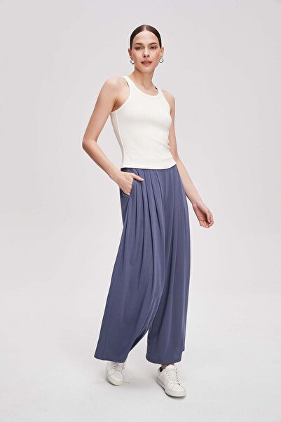 Livia Women's Wide-Leg Plain Ruffle-Detail Trousers