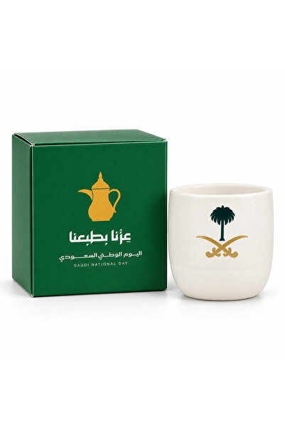 wafra store Saudi National Day Ceramic Mug 250ml Swords and Palm Tree Logo De...