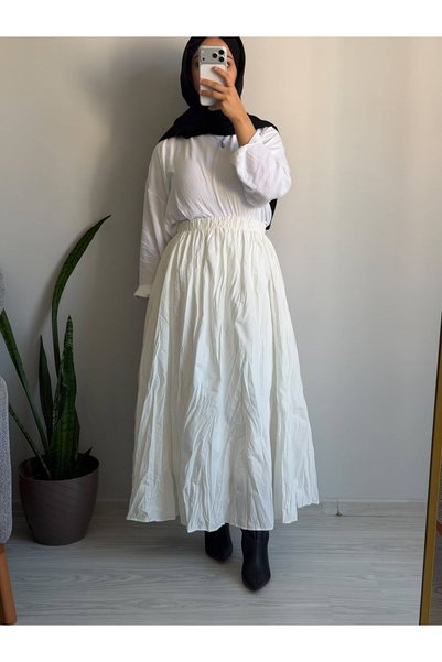 HEWANK Women's Skirt Long Lined Crinkled Skirt