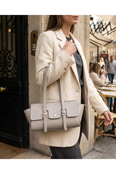 Generic Brand Stone Color Soft Leather Shoulder Bag