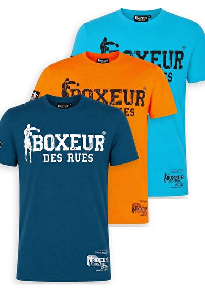 Boxeur Des Rues Ανδρικό T-Shirt Πακέτο 3 τεμαχίων Στενής Γραμμής: Μπλε/Λευκό ...
