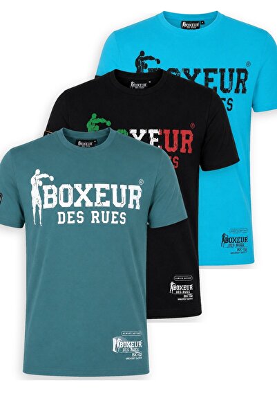 Boxeur Des Rues Ανδρικό T-Shirt Πακέτο 3 τεμαχίων Boxeur des Rues: Μπλε της Θ...