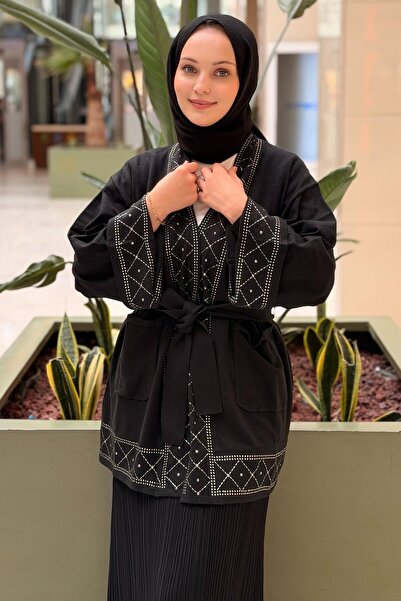 Ghisa Knitwear Cardigan with Staple Detail on the Front, Sleeve Ends, and Back