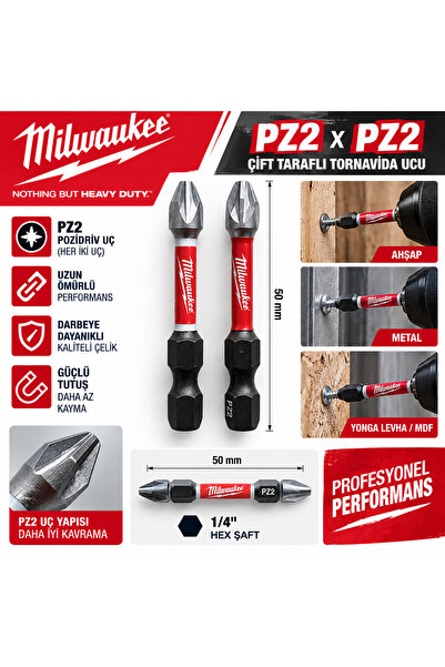 Milwaukee VİDALAMA UCU SET AKILLI VE AĞAÇ VİDASI SETİ PH VE PZ 1 ADET