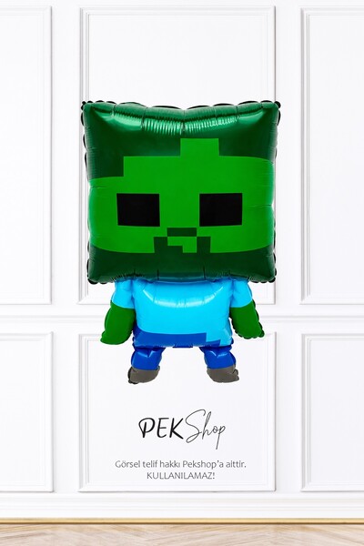 PEKSHOP Minecraft Zombi Folyo Balon Minecraft Tema Balon