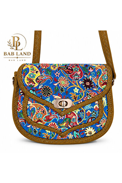 babland Kadın Etnik Desenli Süet Detaylı Çapraz Omuz Çantası – 20x18 cm