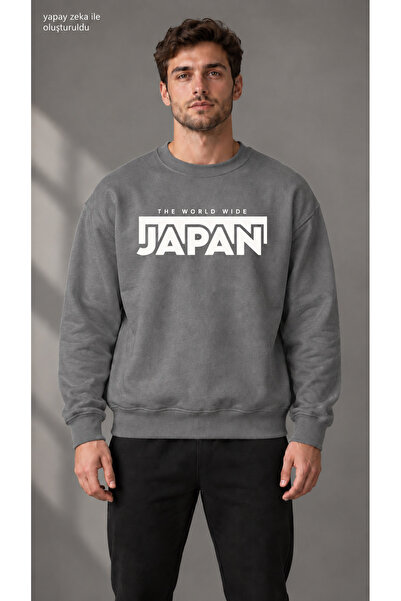 caddekombin Men's Black Japan Text and Frame Printed Crew Neck Casual Regular...