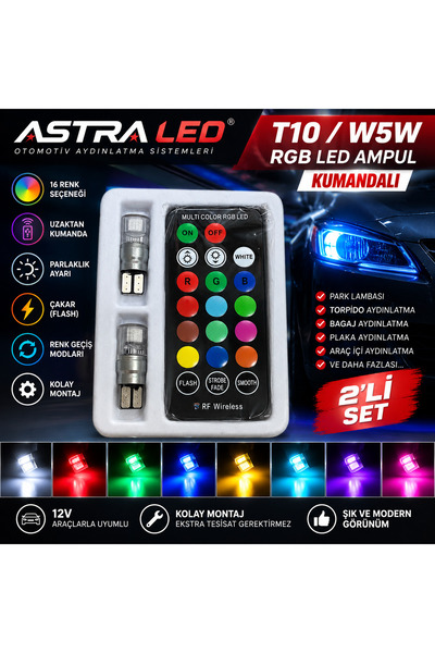 ASTRA LED HAFIZALI T10 RGB KUMANDALI LED AMPUL – 2’Lİ SET
