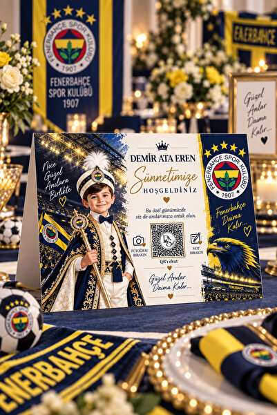 DüğünSepetim Sünnet & Mevlüt Masa Kartı | Takımlı Fotoğraflı QR Kodlu – 50 Adet | Fotoğraf ve Anı Depolamalı Masanızın En Özel Hatırası