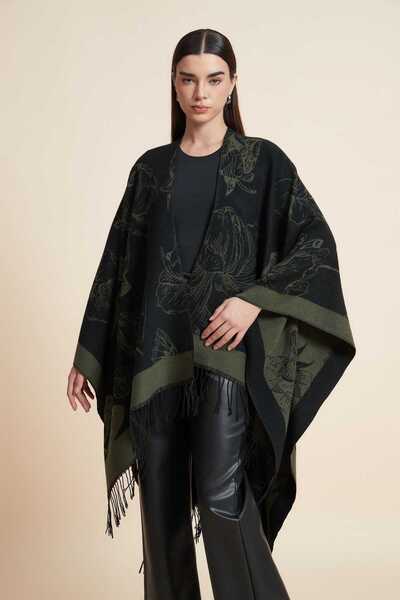 Yola Cropped Patterned Poncho