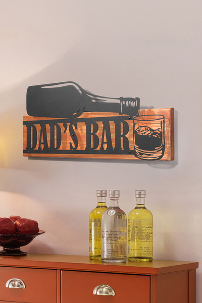 DEKORENZO Dekoratif Duvar Süsü Viski Şişesi Bar 56x23,5 cm Kiremit