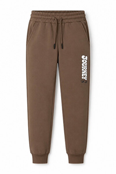 trender Chill Time Print 2 String Brown Boys' Sweatpants 8082