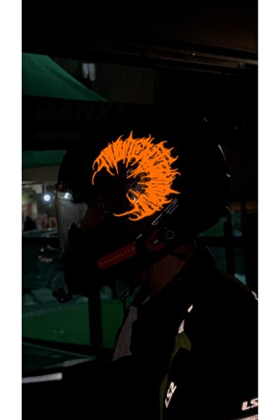Banxtre Glowing Half Gothic Tribal Helmet Sticker with Reflective Flash for M...