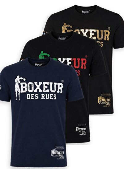 Boxeur Des Rues Tricouri bărbătești, pachet de 3, croială slim-fit: Bleumarin...