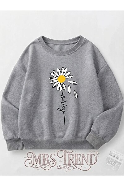 Kids Winter Girl's Gray Daisy Printed "Happy" Written Unisex Children'S/Teena...