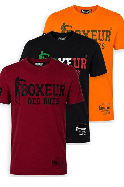 Boxeur Des Rues Pachet de 3 tricouri bărbătești Boxeur des Rues: Bordo/Negru ...