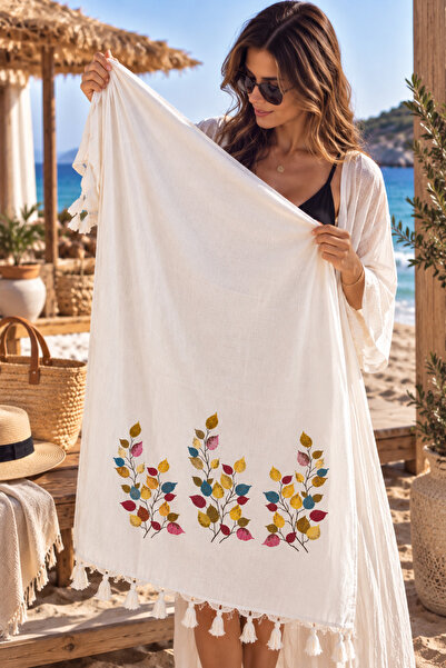 Home Muslin Viscose Printed Peshtemal (Flower Pattern)