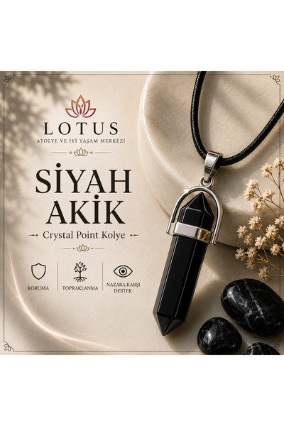 Crystal Point Doğal Taş Kolye – %100 Doğal Pembe Kuvars, Sodalit, Aventurin, Siyah Akik, Kaplan Gözü & Picasso Jasper