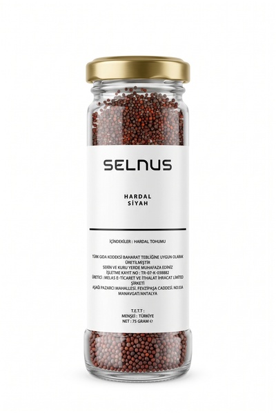 SELNUS Siyah Hardal Tohumu Cam Kavanoz 75 Gr Bütün Tane Black Mustard Brassica
